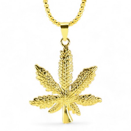 Collier Feuille de Cannabis Dorée