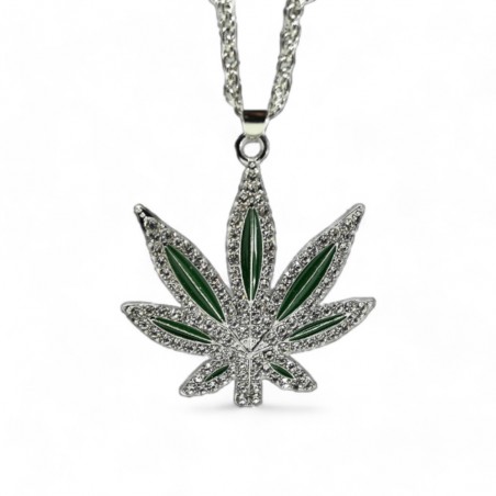 Collier Pendentif Feuille de Cannabis Argent