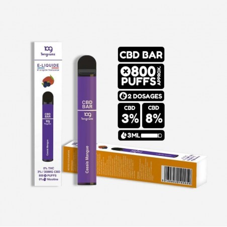 Puff Tengrams 300mg CBD Cassis Mangue 800 bouffées