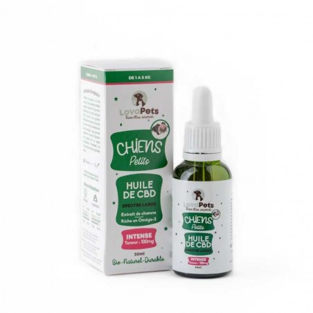 Huile CBD bio 100mg broad spectrum petit chien | LOVAPETS